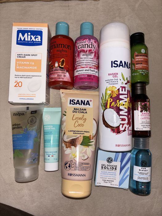 Zestaw kosmetyków Mixa, Yves Rocher, Isana, Tołpa – nowe + używane