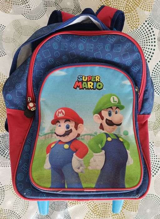Mochila escolar Super Mário com trolley