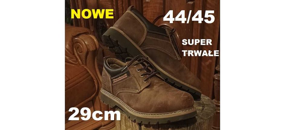Solidne szyte 44/45 DOCKERS BY GERLI trapery trzewiki cat brązowe buty
