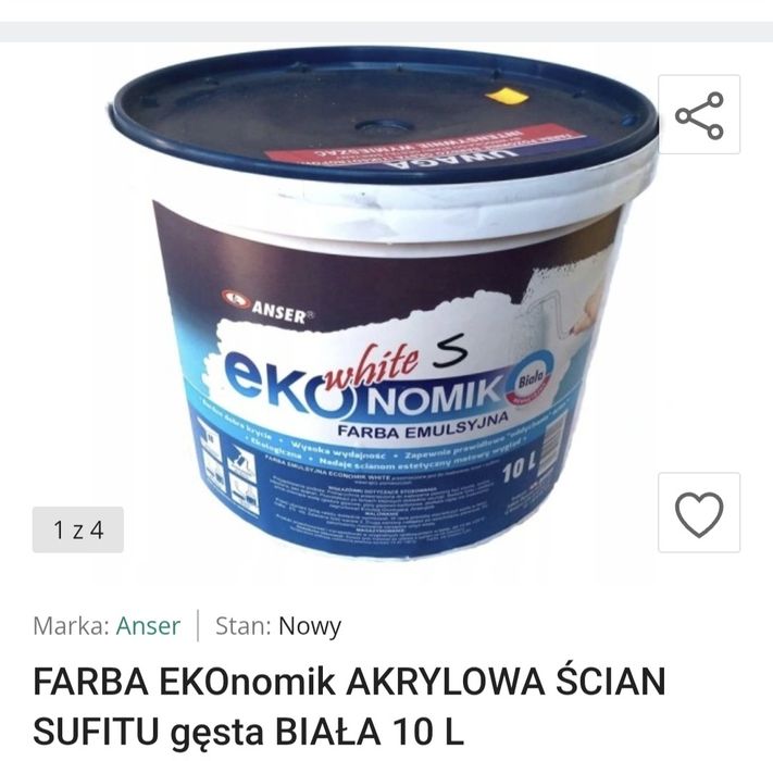 Farba biala eko do scian I sufitu