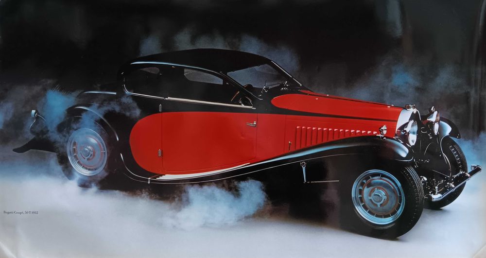 "Bugatti Coupé, 50T 1932" - Litografia antiga.