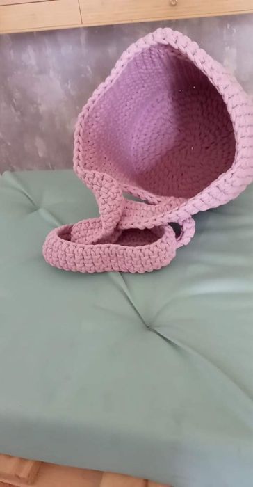 handmade torebka ze sznurka bawełnianego brudny róż