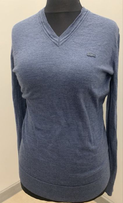 Lacoste sweterek damski  M serek,  sweter niebieski, extra stan, wełna