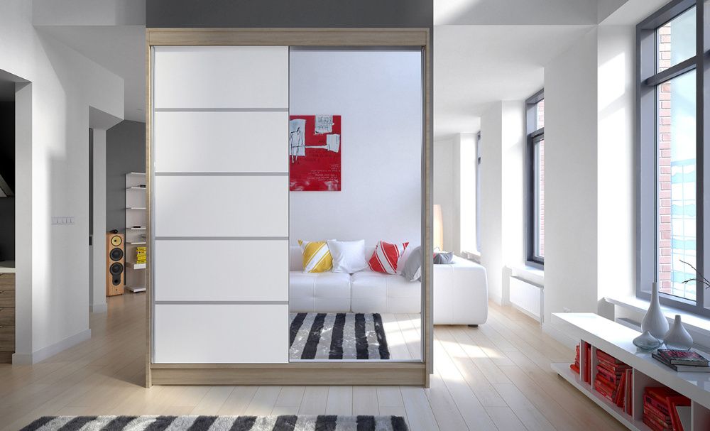 SZAFA przesuwna Costa III 150 cm z lustrem GARDEROBA  SZYBKA dostawa