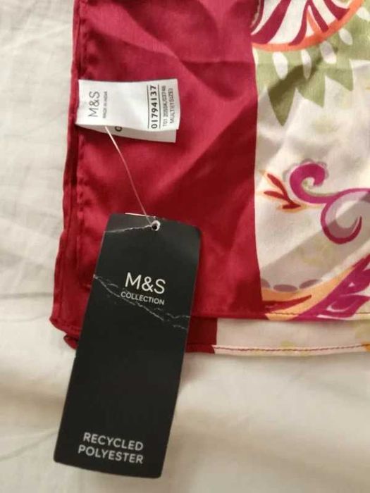 Szal burgund, poliester, Marks Spencer