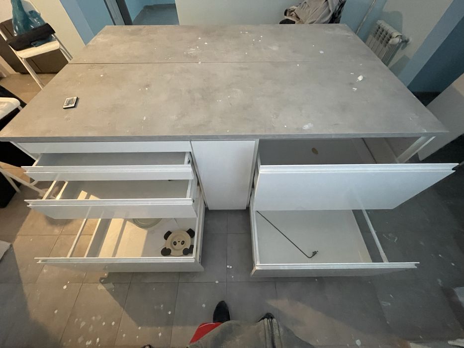 Mesa de cozinha / ilha com gavetas e extensão