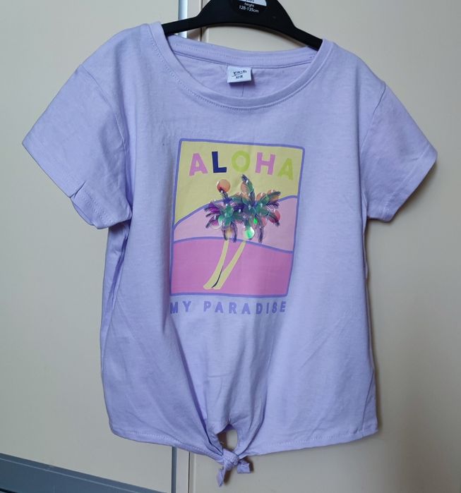 Бузкова футболка Aloha на дівчинку, 128 р