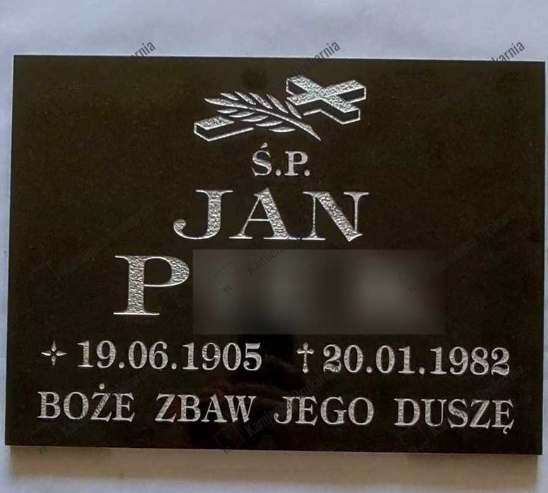 Poduszka Granitowa 20cm x 30cm z grawerem (nagrobek, grób, epitafium)