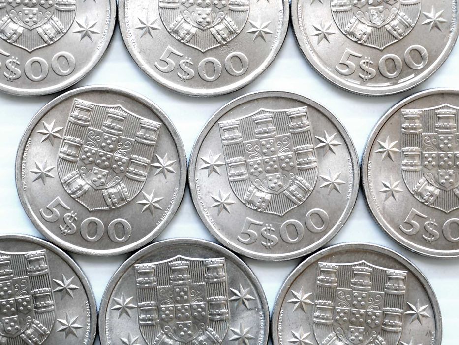 Lote de 9 Moedas 5 Escudos 1973