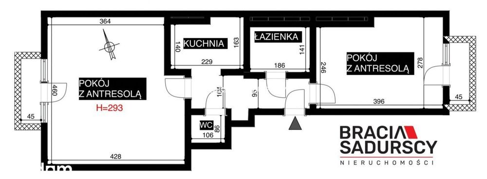 2pok 43 m2 +atresole 20 min spacerem od Rynku