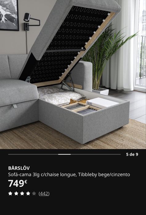 Sofá Cama com Chaise Longue – Como Novo!