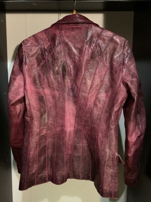 Винтажний шкіряний піджак roberto cavalli