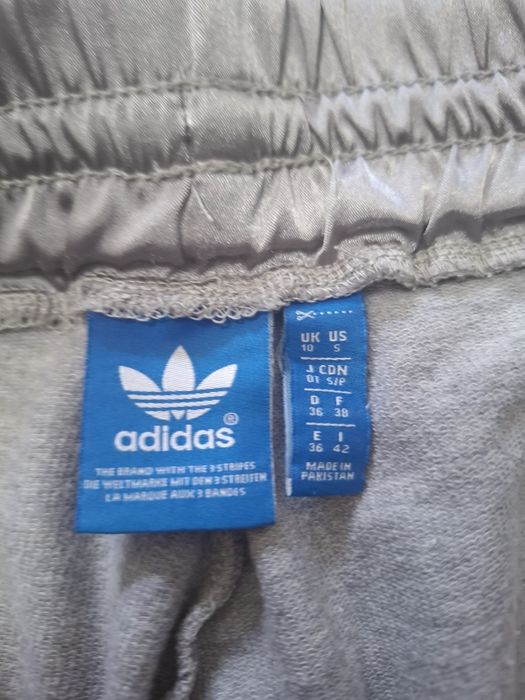 Spodnie S Adidas sportowe ozdobny pas dresowe szare