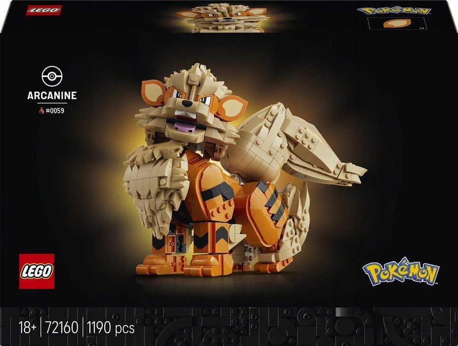 FIGURKA Pokemon Arcanine klocki 1190 elementów dorosłych