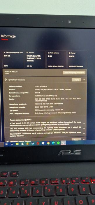 Asus GL551J Core i7 2,5GHz 4710HQ