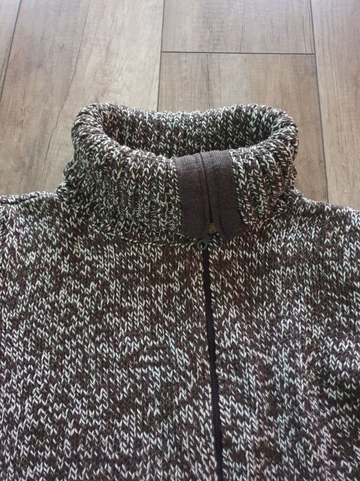 Sweter golf damski Oversize brązowy biały melanż