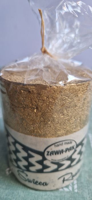 Świecą ozdobna, złota, metalizowana, błyszcząca, rustykalna