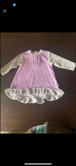 Conj.Túnica lilás/cinzenta de veludo+leggings 12/18 meses