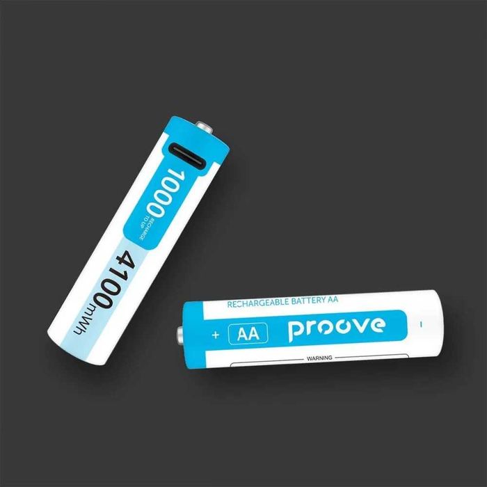 Батарейки AA акумуляторні з Type-C роз'ємом Proove 4100mAh Lithium-ion аккумулятор AAA с зарядкой от usb-c 2 штуки
