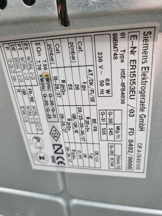 Płyta gazowa Simens