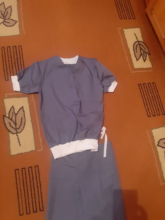 Хірургічний костюм чоловічи на манжетах розмір М сірий та білий