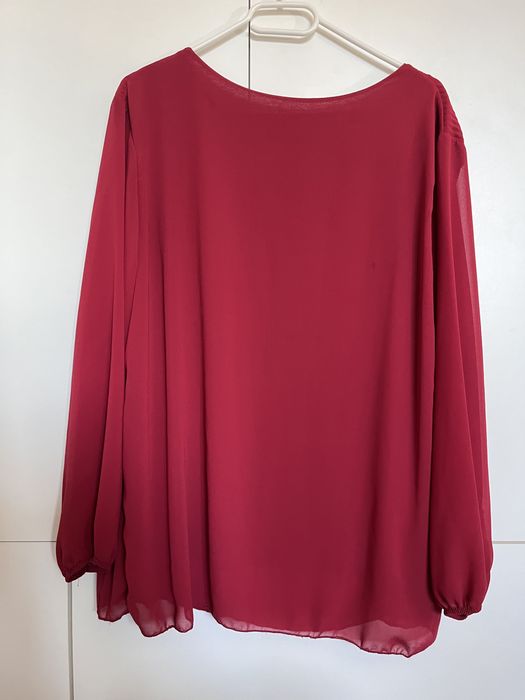 Elegancka tiulowa bordowa bluzka