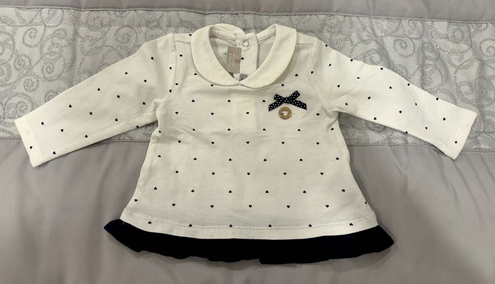 Camisola Branca Pintas Azuis Chicco 6M como NOVA