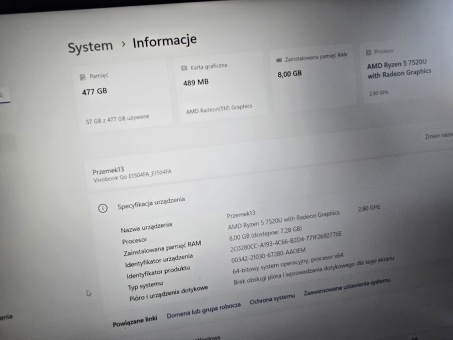 Asus Vivobook Oled  Ryzen 5/8ddr3/512ssd/radeon