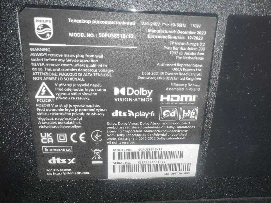 UHD Телевизор Philips 50PUS8518/12 50" с Ambilight подсветкой