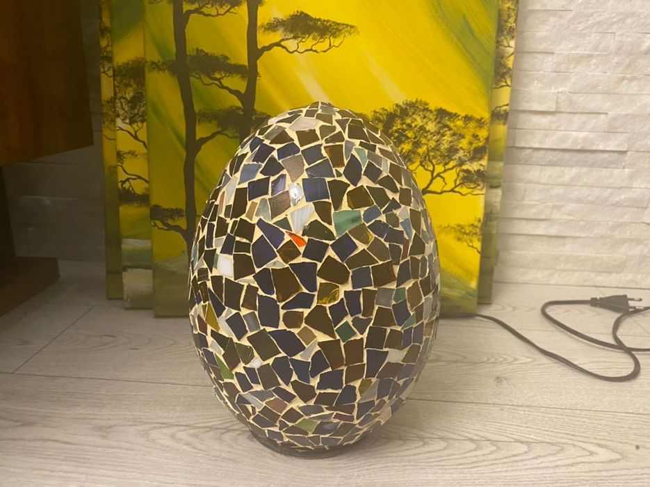 Witrażowa egipska lampa w kształcie jaja rękodzieło lampka nocna