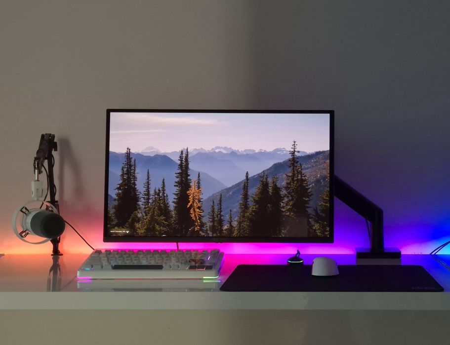 Setup Gaming Monitor OLED 360Hz 1440p + Teclado Mecânico Wireless+ Rato Wireless + Microfone de estudio.