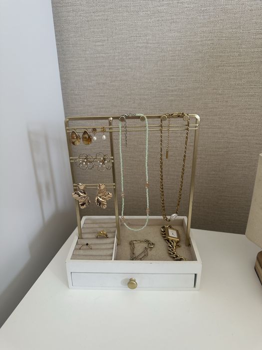 Guarda-joias com 1 gaveta de metal branco e dourado - Maison Du Monde
