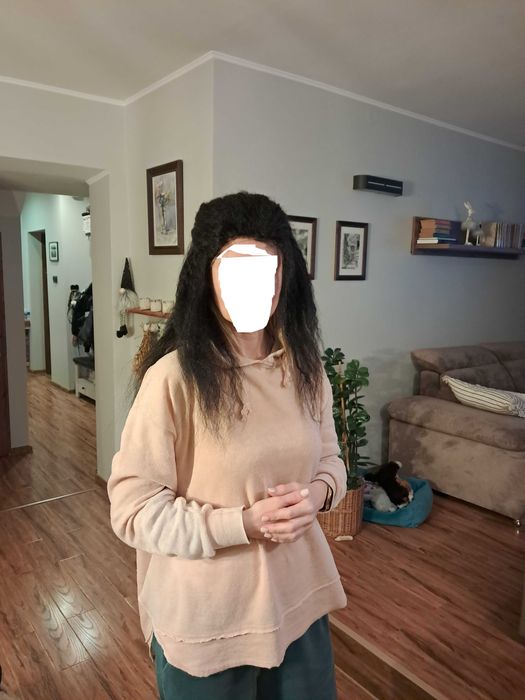 nowa peruka + rzęsy, długie czarne sztuczne włosy