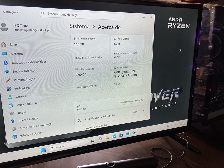 Setup Gaming Completo | Monitor 32” | GTX 1660 Super | Win 11 Home Ativado