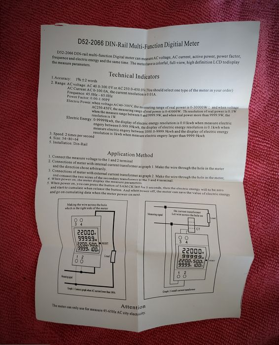Цифровий вольтметр ватметр амперметр D52-2066.