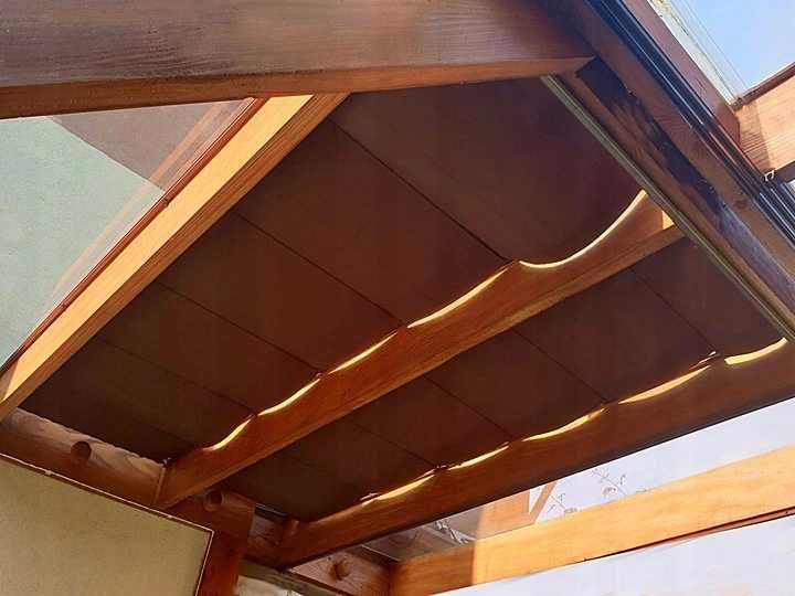 Roleta rzymska pozioma zadaszenie taras pergola na szynach