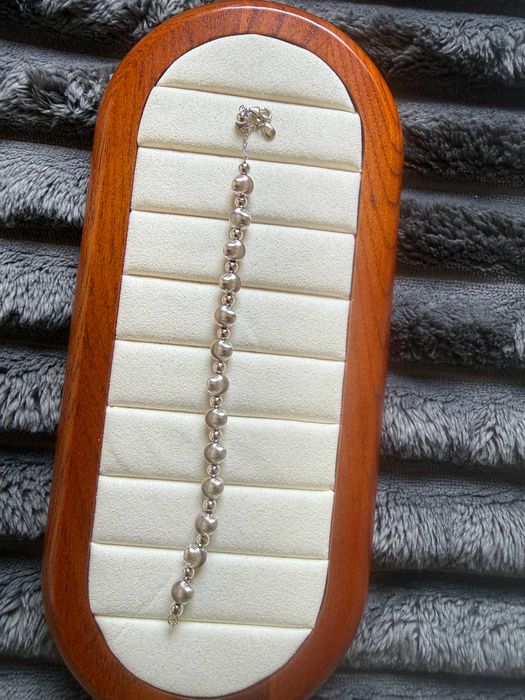 Pulseira Olho de Gato em Prata 925 com Banho de Ouro Branco Bracelet 7mm