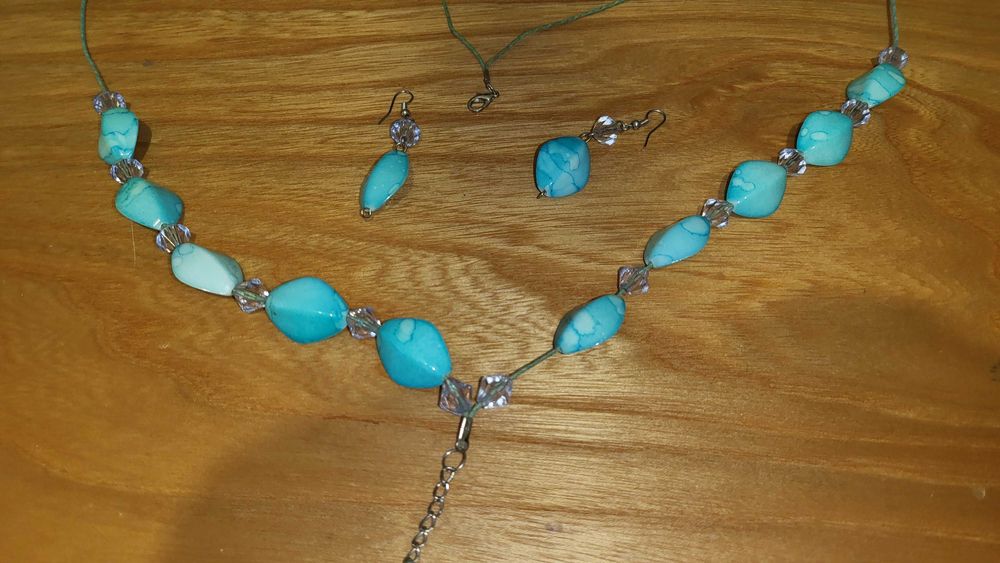 Naszyjnik i kolczyki komplet stan bdb