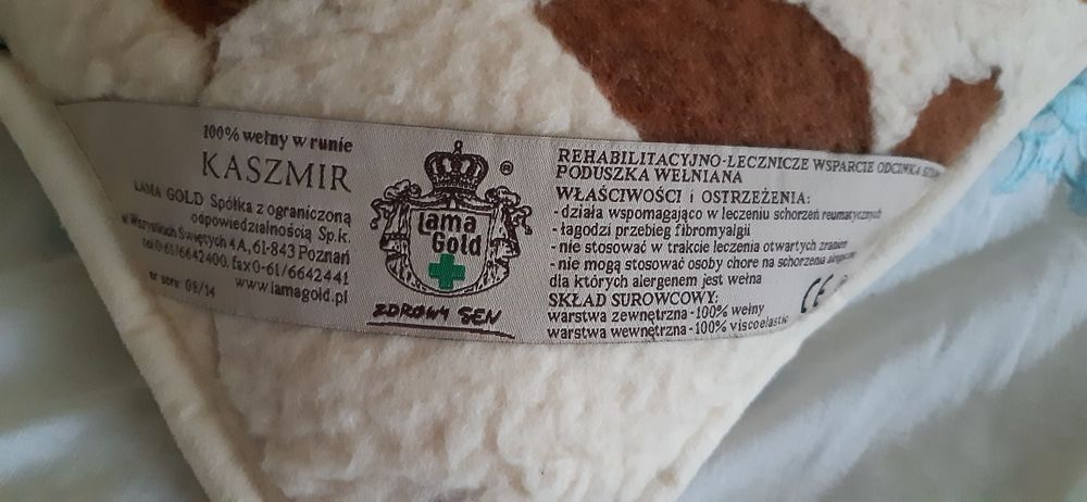 Poduszka z wełny 100% zdrowotna