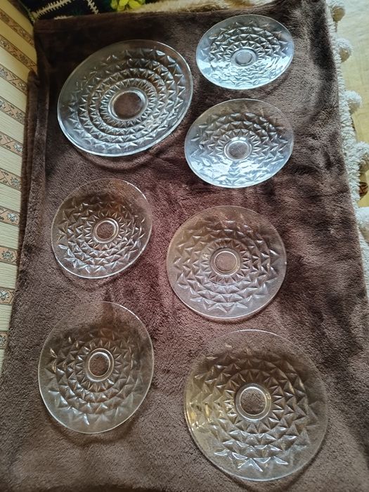 Talerze deserowe huty szkła Ząbkowice