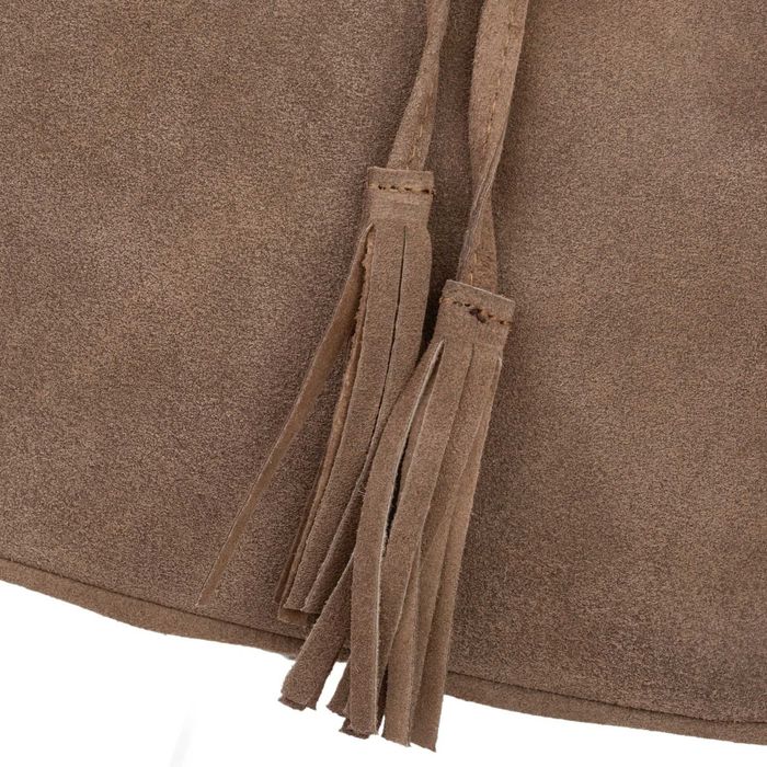 VERA PELLE torebka zamszowa listonoszka z frędzlami V477 c.brązowa