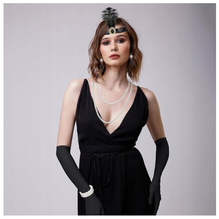 Akcesoria damskie styl RETRO GATSBY Perły przebranie lata 20 8 el