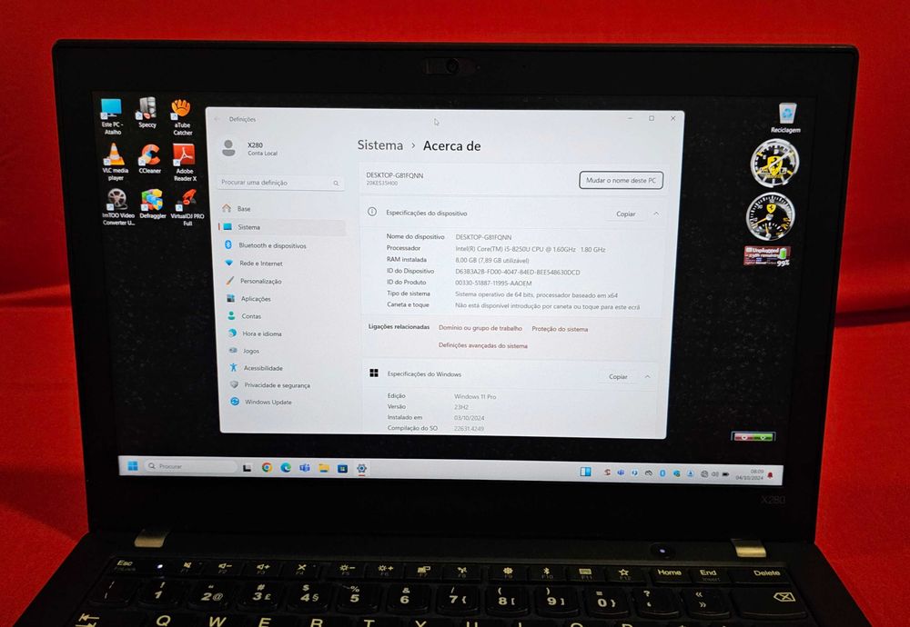 LENOVO X280, Intel Core I5, Ssd, 8G ram