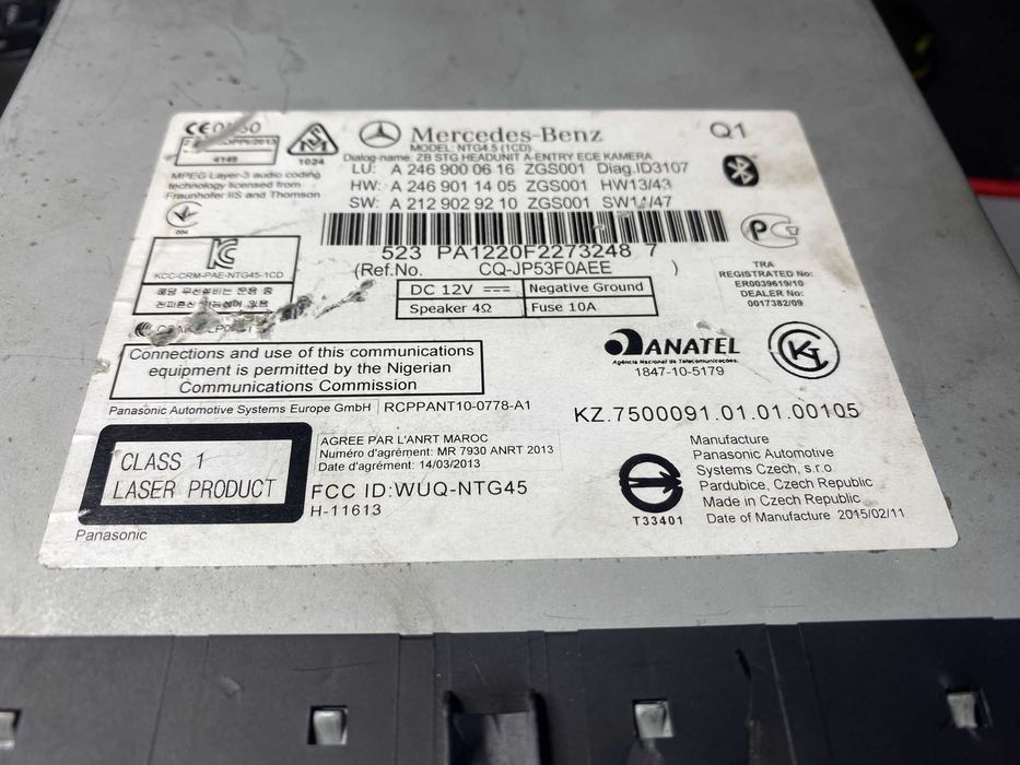 Auto-Rádio Mercedes Benz com GPS/bluetooth Marca Anatel