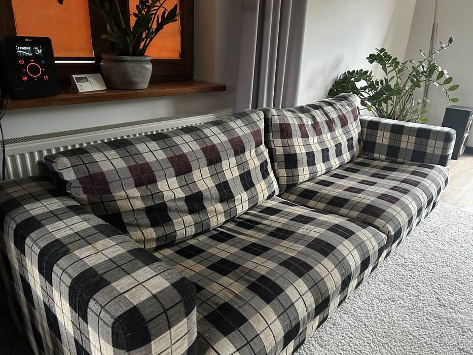 Wygodna sofa w kratę 255 cm