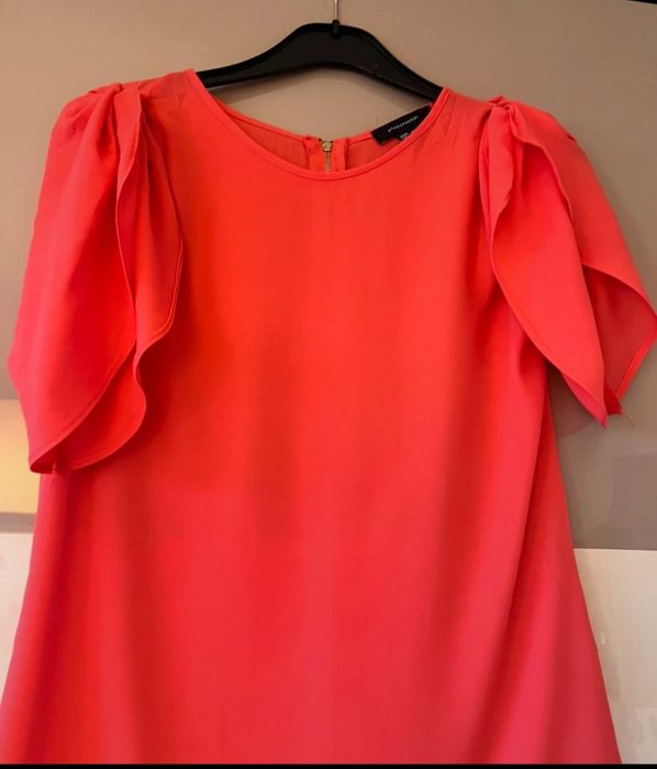 Letnia bluzka Atmosphere 40 L bufki rękawy koral czerwień