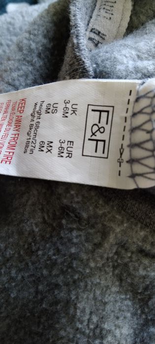 Ciepły pajacyk , rozmiar 3/6 miesięcy