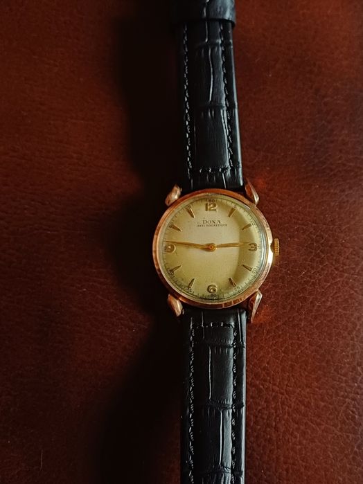 Złoty zegarek 14k Doxa antimagnetique lata 50-te
