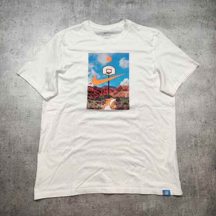 MĘSKA Koszulka PREMIUM Nike Bawełna Biała Summer Logo Grafika Casual