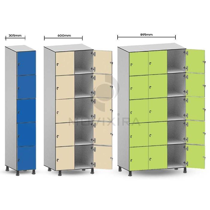Armário Vestiário Fenólico 5 Cacifos, com 1900A*305L*500P